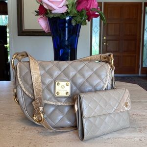 🌹FRANCESCO BIASIA Quilted Leather Shoulder Bag Crossbody And Wallet!